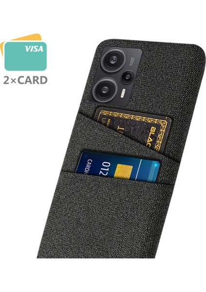 Xiaomi Redmi Için Note 12 Turbo/poco F5 5g Telefon Kılıfı Sert Pc+Kumaş Çift Kart Yuvaları Kapak Black (Yurt Dışından)