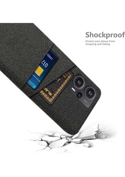Xiaomi Redmi Için Note 12 Turbo/poco F5 5g Telefon Kılıfı Sert Pc+Kumaş Çift Kart Yuvaları Kapak Black (Yurt Dışından)