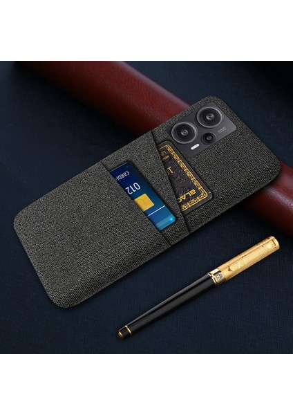 Xiaomi Redmi Için Note 12 Turbo/poco F5 5g Telefon Kılıfı Sert Pc+Kumaş Çift Kart Yuvaları Kapak Black (Yurt Dışından)