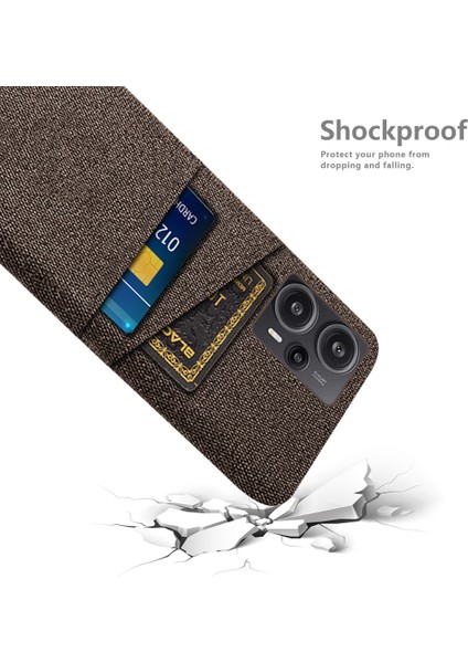 Xiaomi Için Redmi Note 12 Turbo/poco F5 5g Telefon Kılıfı Sabit Pc+Kumaş Çift Kart Yuvaları Kapak Kahverengi (Yurt Dışından)