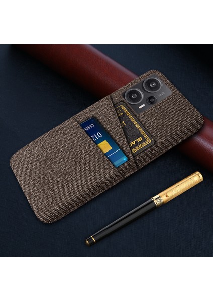 Xiaomi Için Redmi Note 12 Turbo/poco F5 5g Telefon Kılıfı Sabit Pc+Kumaş Çift Kart Yuvaları Kapak Kahverengi (Yurt Dışından)