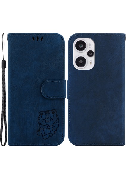 Xiaomi Için Stand Cüzdan Telefon Kılıfı Poco F5 5g/redmi Not 12 Turbo, Tiger Deseni Pu Deri Flip Cover Cover-Dark Mavi (Yurt Dışından)