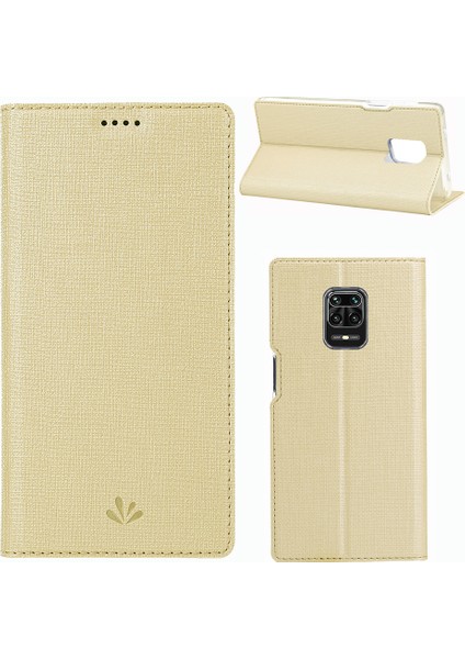 Dmx Çapraz Doku Deri Deri Flip Kapak Xiaomi Redmi Not 9s/not 9 Pro/not 9 Pro Max-Gold (Yurt Dışından)