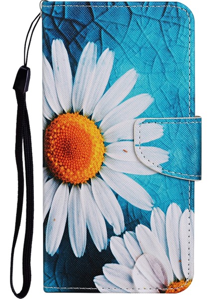 Desen Baskı Folio Deri Deri Telefon Kılıfı Cüzdan Stand Kapağı, Xiaomi Redmi Için Bilek Kayışı ile Note 10 Pro 5g/poco X3 Gt-Daısy (Yurt Dışından)