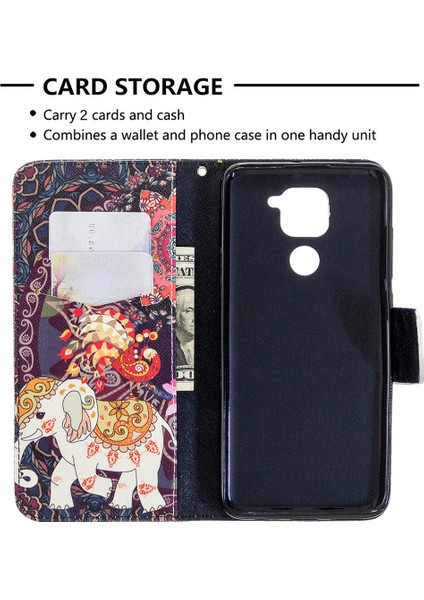 Desen Baskı Cüzdan Stand Deri Kabuğu Xiaomi Redmi Note 9/redmi 10X 4g-Tribal Fil (Yurt Dışından) modelleri