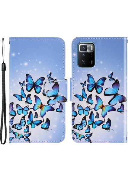 Desen Baskı Cüzdan Deri Koruyucu Telefon Kılıfı Xiaomi Için Redmi Note 10 Pro 5g/poco X3 Gt-Many Kelebekler (Yurt Dışından)