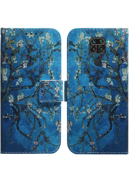 Xiaomi Redmi Için Desen Baskı Pu Deri Cüzdan Kılıfı Not 9/redmi 10X 4g-Flower (Yurt Dışından)