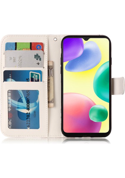 Xiaomi Redmi Için Desen Kabartmalı Şok Geçirmez Kılıf Not 11 4g (Mediatek)/redmi 10 4g (2021)/REDMI 10 2022 4g/redmi 10 Prime, Pu Deri Tpu Cüzdan Stand/el Kayışı ile Telefon Kılıfı (Yurt Dışından)