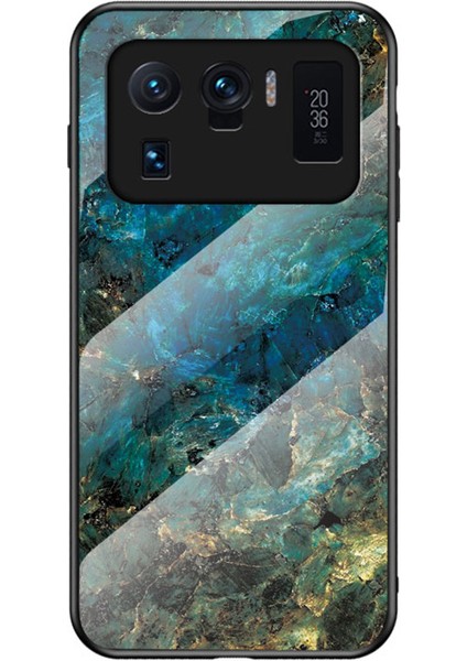 Anti-Çizik Iyi Korunmuş Mıyrılmış Desen Tasarımı Xiaomi Mi 11 Ultra Emerald Mermer Için Temperli Cam Cep Telefonu Kapağı (Yurt Dışından)