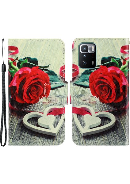 Desen Baskı Cüzdan Deri Koruyucu Telefon Kılıfı Xiaomi Için Redmi Note 10 Pro 5g/poco X3 Gt-Kırmı (Yurt Dışından)