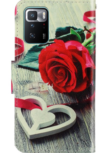 Desen Baskı Cüzdan Deri Koruyucu Telefon Kılıfı Xiaomi Için Redmi Note 10 Pro 5g/poco X3 Gt-Kırmı (Yurt Dışından)