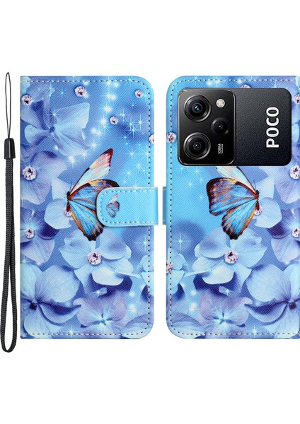 Xiaomi Için Poco X5 Pro 5g/redmi Note 12 Pro Hız 5g Pu Cüzdan Telefon Kılıfı 3D Desen Baskı Anti-Damla Stand Kapağı-Çiçek ve Kelebek (Yurt Dışından)