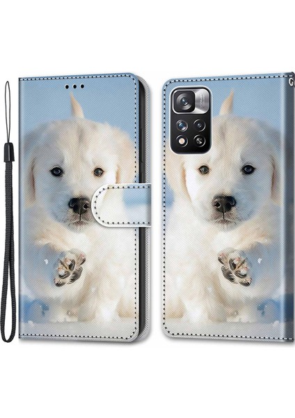 Desen Baskı Manyetik Toka Standı Cüzdan Telefon Kılıfı Pu Deri+ Tpu Telefon Kapağı Xiaomi Redmi Için Kayış ile Not 11 Pro+ 5g/not 11 Pro 5g (Çin) (Mediatek) -A17 Köpek (Yurt Dışından)