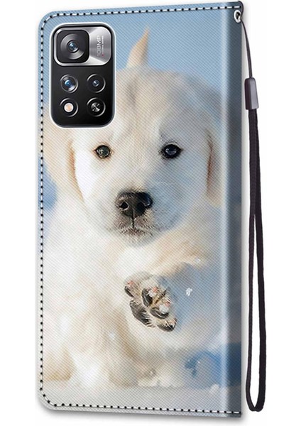 Desen Baskı Manyetik Toka Standı Cüzdan Telefon Kılıfı Pu Deri+ Tpu Telefon Kapağı Xiaomi Redmi Için Kayış ile Not 11 Pro+ 5g/not 11 Pro 5g (Çin) (Mediatek) -A17 Köpek (Yurt Dışından)