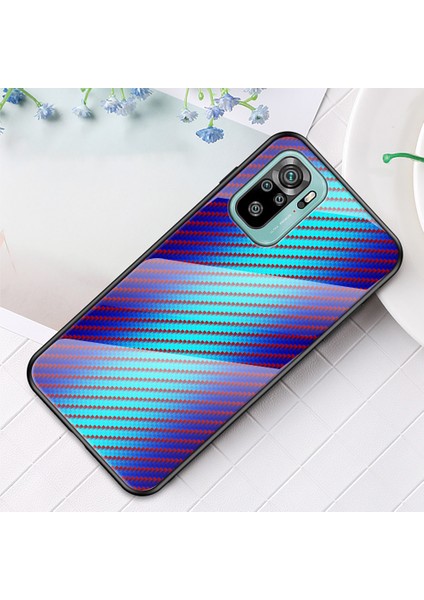 Karbon Fiber Doku Tasarımı Temperli Cam Telefon Geri Kapak Kılıfı Xiaomi Poco M5S 4g/redmı Not 10 4g/not 10S 4g Anti-Drop Koruyucu Kabuk-Mavi Elyaf (Yurt Dışından) fiyatları