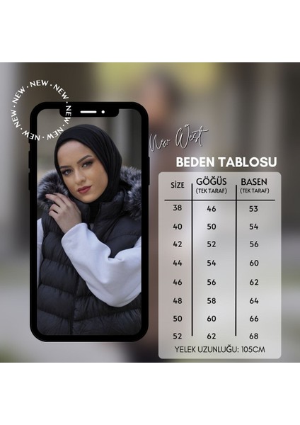 Ecalamode Trend Büyük Beden Şişme Yelek - Çıkarılabilir Kapüşonlu