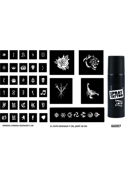 El Üstü ve Parmak İçin Spray Tattoo Geçici Dövme Seti Sprey Dövme Kiti