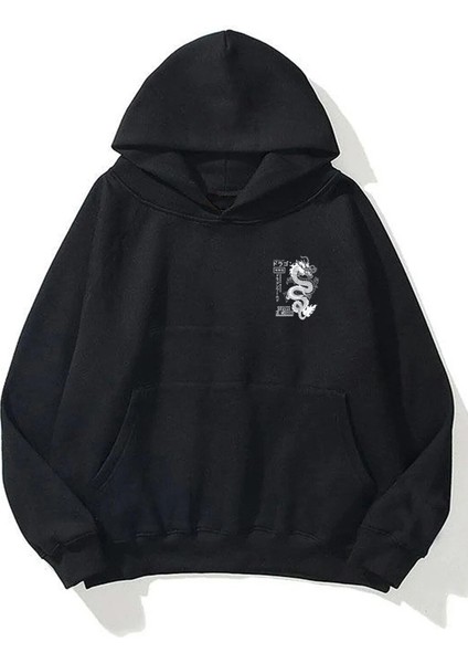 Unisex Anime Men Dragon Ön Arka Baskılı Siyah Sweatshirt Hoodie fiyatları