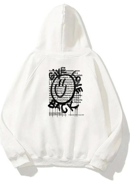Unisex Give Love Back Ön Arka Baskılı Beyaz Sweatshirt Hoodie
