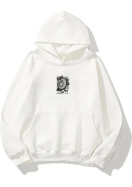 Unisex Give Love Back Ön Arka Baskılı Beyaz Sweatshirt Hoodie fiyatları
