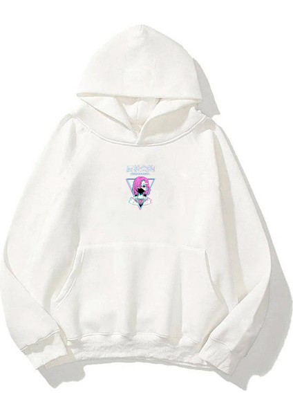 Unisex Anime Karakteri Antı Socıal Ön Arka Baskılı Beyaz Sweatshirt Hoodie fiyatları
