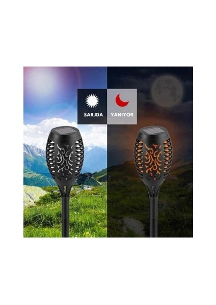 Solar Alev Efektli Bahçe Lambası