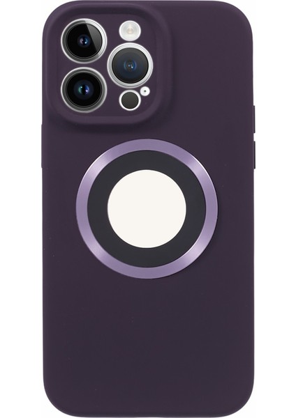 iPhone13 Pro 6.1 Inç Anti-Drop Telefon Kapağı Logosu Için Magsafe Silikon+Pc Kılıfı ile Uyumlu Koruyucu Case-Dark Mor (Yurt Dışından)