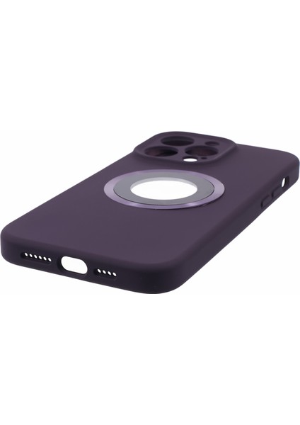 iPhone13 Pro 6.1 Inç Anti-Drop Telefon Kapağı Logosu Için Magsafe Silikon+Pc Kılıfı ile Uyumlu Koruyucu Case-Dark Mor (Yurt Dışından)