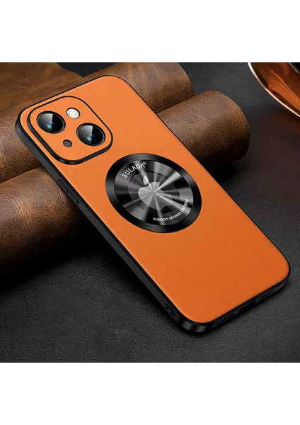 iPhone14 Plus Içintelefon Kapağı Artı Çizim Önleyici Inek Derisi Dokusu Pu Deri Kaplı Tpu Kasası Magsafe-Orange ile Uyumlu (Yurt Dışından) fiyatları