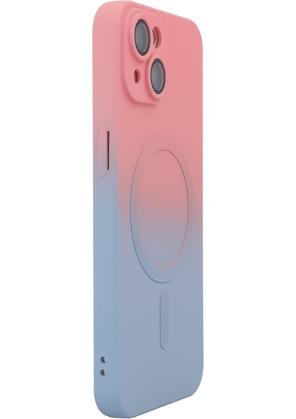 iPhone14 Plus Içinenaky Artı Manyetik Kasa Gradyanı Çift Renkli Silikon Kapak Pembe+Mavi (Yurt Dışından)