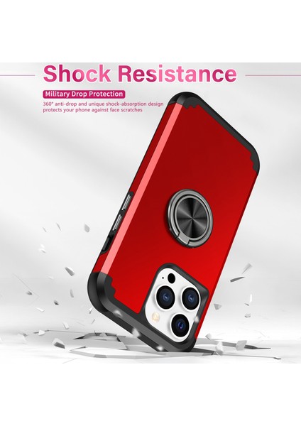 Ring Tutucu Pc+Tpu Damla Geçirmez Telefon Koruyucu Kapak Kırmızısı ile iPhone14 Pro Kılıf (Yurt Dışından) fırsatları
