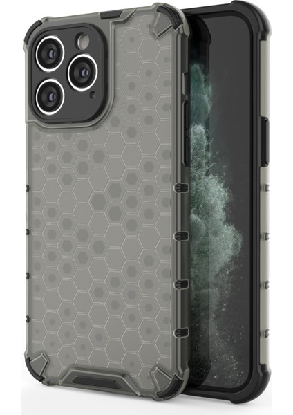 iPhone15 Pro-Cratch Anti-Cratch Tpu+Pc Telefon Kabuğu Petek Doku Kapağı Telefon Kılıfı Black (Yurt Dışından)