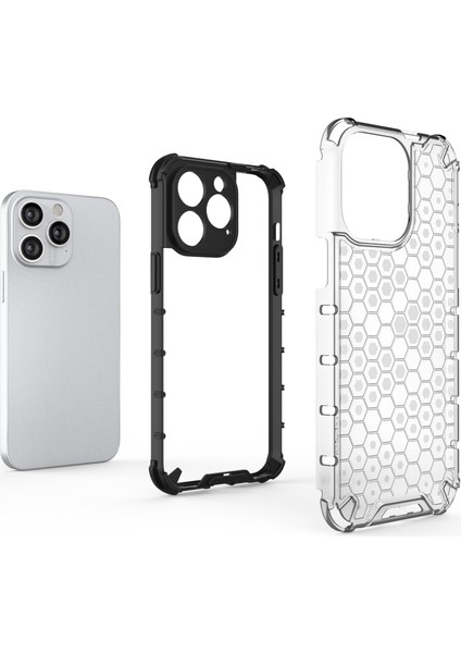 iPhone15 Pro-Cratch Anti-Cratch Tpu+Pc Telefon Kabuğu Petek Doku Kapağı Telefon Kılıfı Black (Yurt Dışından)