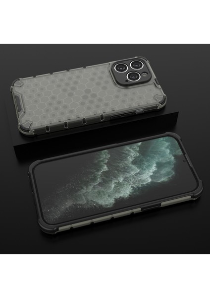 iPhone15 Pro-Cratch Anti-Cratch Tpu+Pc Telefon Kabuğu Petek Doku Kapağı Telefon Kılıfı Black (Yurt Dışından)