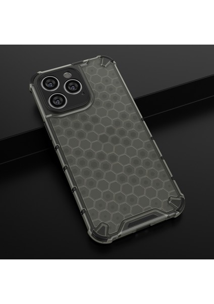 iPhone15 Pro-Cratch Anti-Cratch Tpu+Pc Telefon Kabuğu Petek Doku Kapağı Telefon Kılıfı Black (Yurt Dışından)