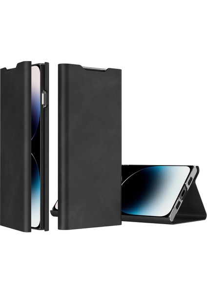 Pu Deri+Pc Telefon Stand Kılıfı iPhone14 Plus Için Kart Tutucu Nappa Doku Anti Drop Kapak Black (Yurt Dışından) fiyatları