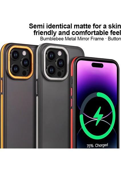 iPhone14 Pro Vaka Şok Geçirmez Mat Çift Renkli Tpu+Pc Telefon Kapak-Grey (Yurt Dışından)