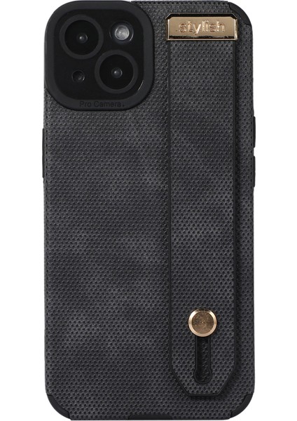 iPhone13 Case Bilekliği Için Morandi Stil Tpu+Pu Deri Anti-Drop Telefon Kapak Black (Yurt Dışından)
