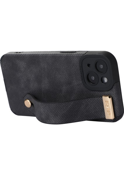 iPhone13 Case Bilekliği Için Morandi Stil Tpu+Pu Deri Anti-Drop Telefon Kapak Black (Yurt Dışından) modelleri