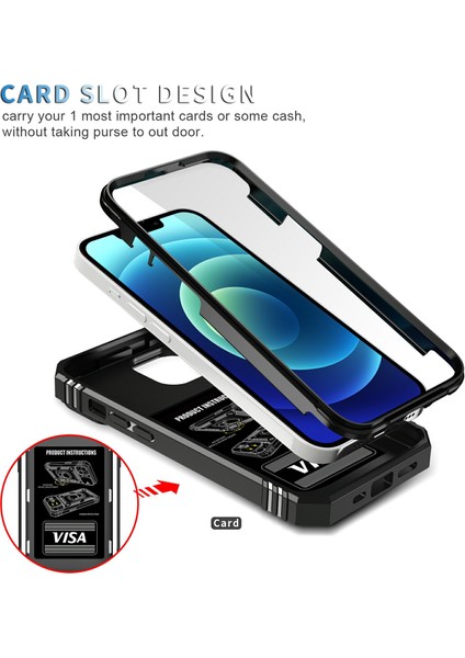 iPhone15 Plus Pc+Tpu Kickstand Case Card Tutucu Telefon Kablosu Ipli Kamera Kapak Black (Yurt Dışından)
