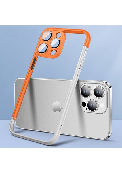 iPhone13 Pro Max Için Ince Kapak 6.7 Inç Kasa Sabit Pc Telefon Tampon Çerçevesi Pc Lens Film-Turange/beyaz (Yurt Dışından)