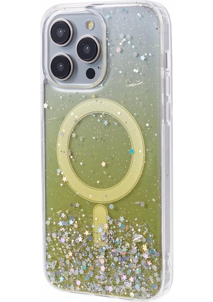 iPhone12 Pro Max Için Jtw Serisi Magsafe Sparkle Epoksi Tpu+Akrilik Telefon Kapağına Sarı (Yurt Dışından)