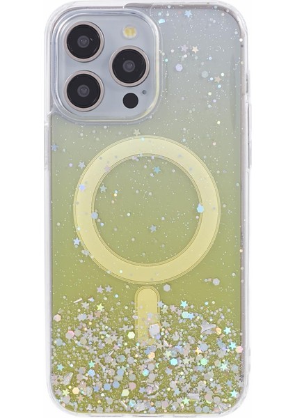 iPhone12 Pro Max Için Jtw Serisi Magsafe Sparkle Epoksi Tpu+Akrilik Telefon Kapağına Sarı (Yurt Dışından)