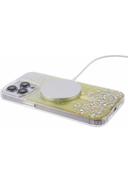 iPhone12 Pro Max Için Jtw Serisi Magsafe Sparkle Epoksi Tpu+Akrilik Telefon Kapağına Sarı (Yurt Dışından)
