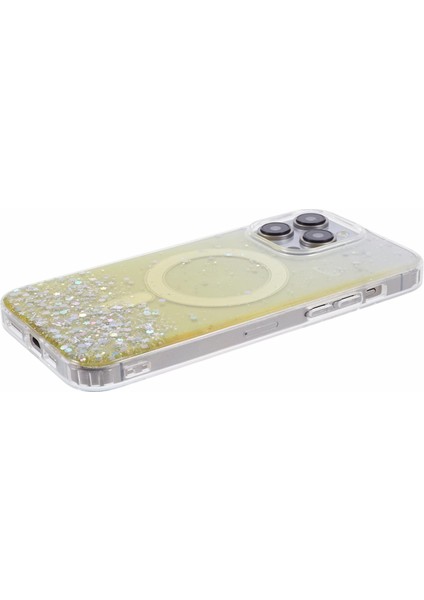 iPhone12 Pro Max Için Jtw Serisi Magsafe Sparkle Epoksi Tpu+Akrilik Telefon Kapağına Sarı (Yurt Dışından)