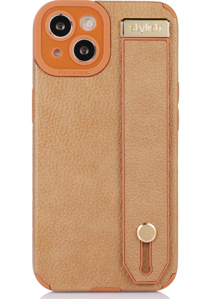 iPhone14 Plus Case Pu Deri+Tpu Kickstand Strap-Brown ile Anti Drop Anti-Drop Telefon Kapağı (Yurt Dışından)