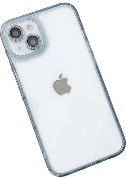 Pc+Tpu+iPhone14 Plus Içincam Telefon Kapağı Plus Kasa Işıltılı Toz Dekor Kabuk-Mavi (Yurt Dışından)