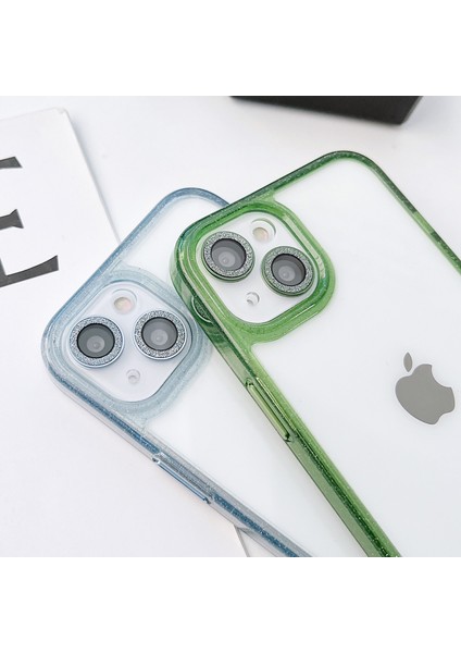 Pc+Tpu+iPhone14 Plus Içincam Telefon Kapağı Plus Kasa Işıltılı Toz Dekor Kabuk-Mavi (Yurt Dışından)