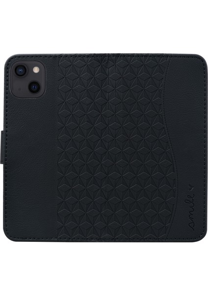 iPhone14 Plus Case Cüzdan Stand Baskılı Rhombus Telefon Kapak Black (Yurt Dışından)