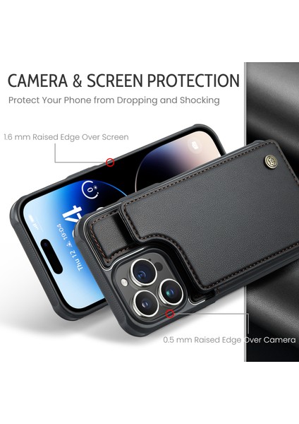iPhone14 Pro Case Card Tutucu Deri Kaplamalı Tpu Telefon Kapak Black (Yurt Dışından) indirimleri